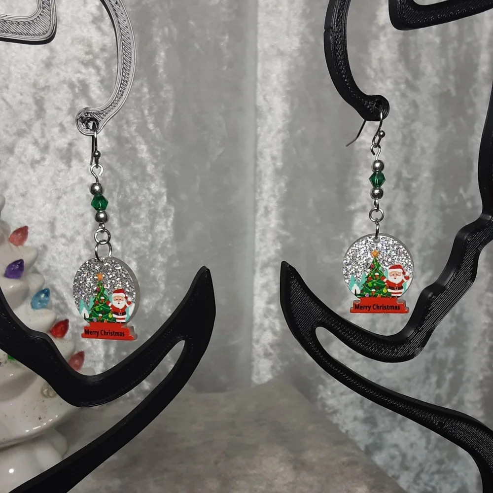 Handmade Snowglobe Christmas Earrings 2.5